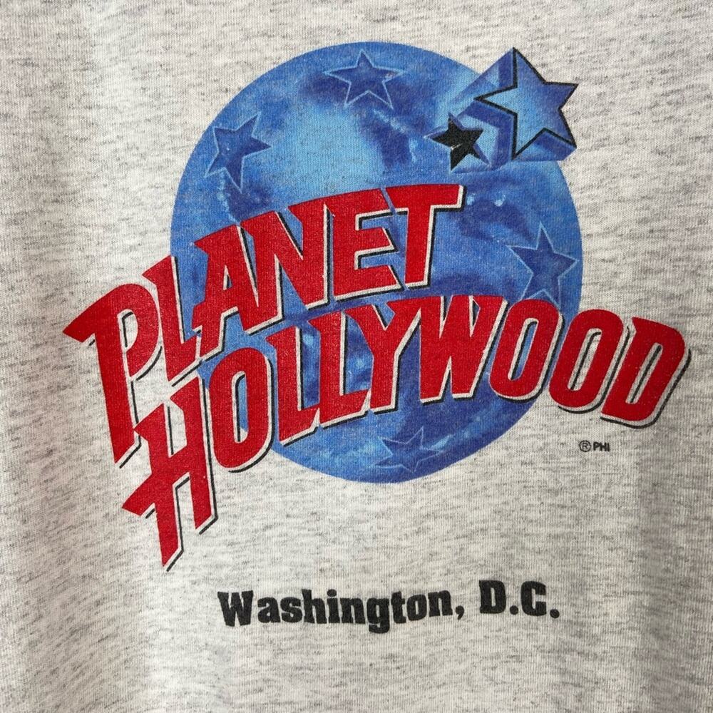 Vintage 90s Planet Hollywood Washington D.C. Single Stitch Gray Tee Size Large - Picture 3 of 7